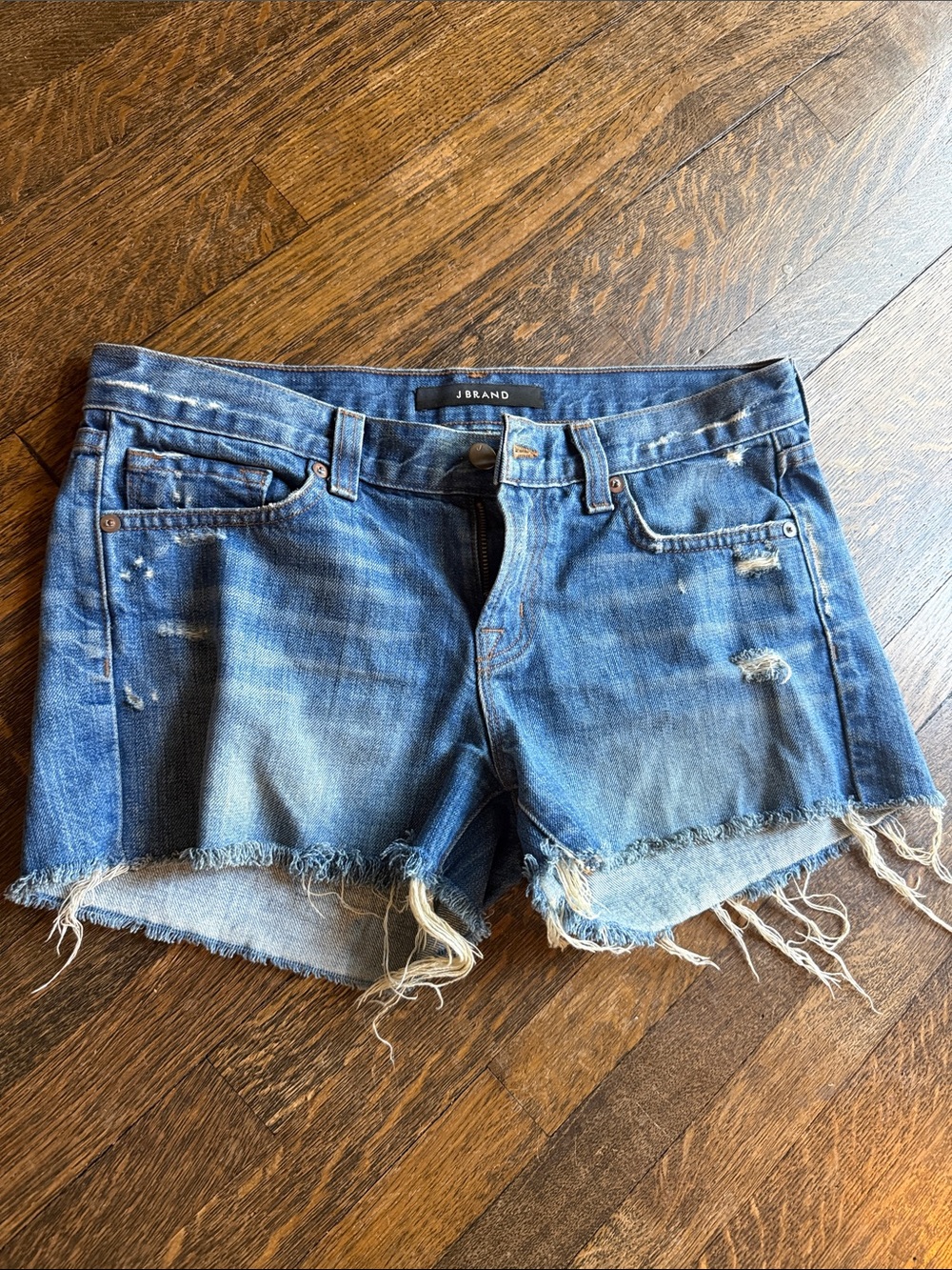 J Brand Blue Distressed Cutoff Denim Shorts size 25